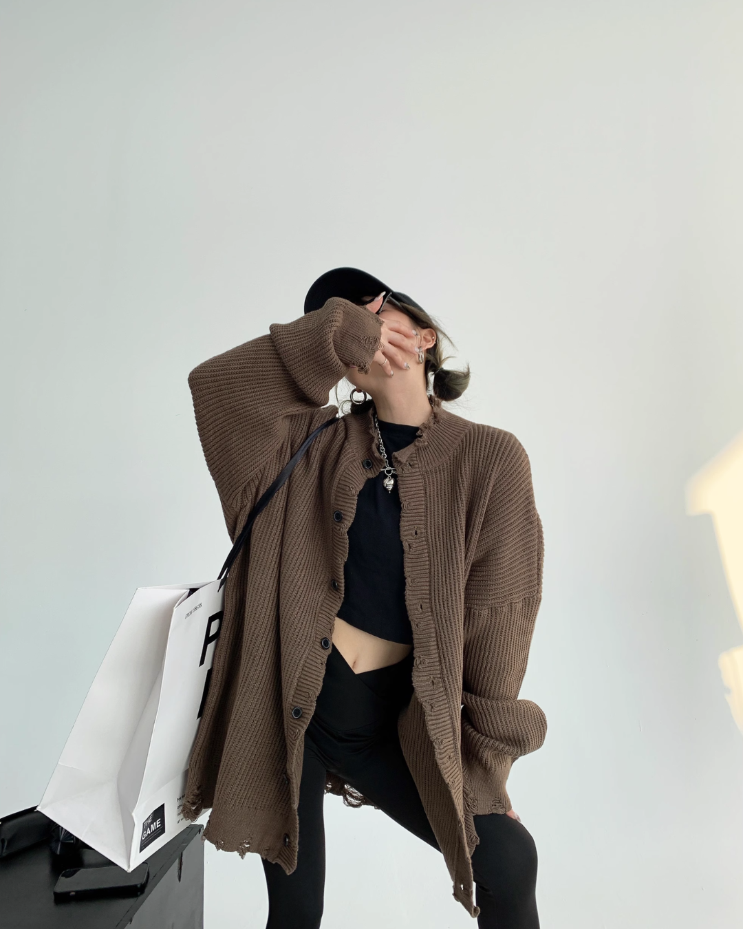 Damaged Knit Cardigan YLS0375