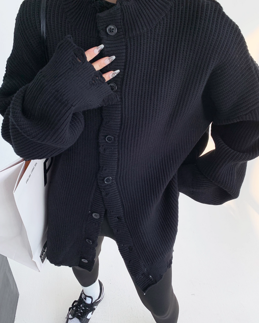 Damaged Knit Cardigan YLS0375