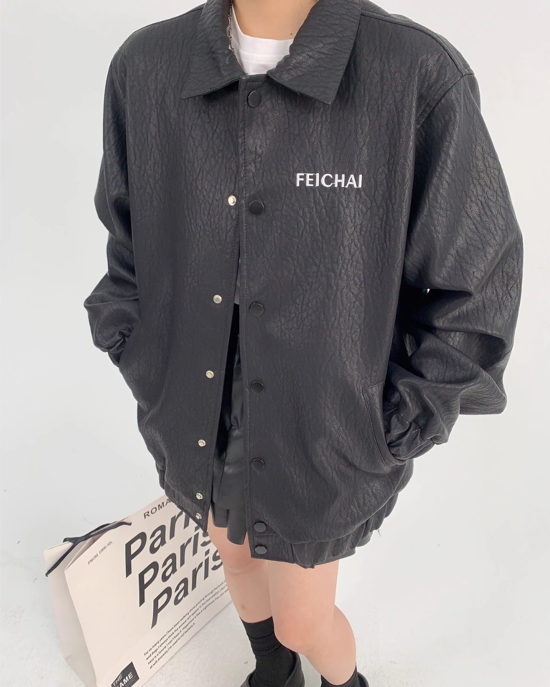 Back Design Faux Leather Blouson YLS0383