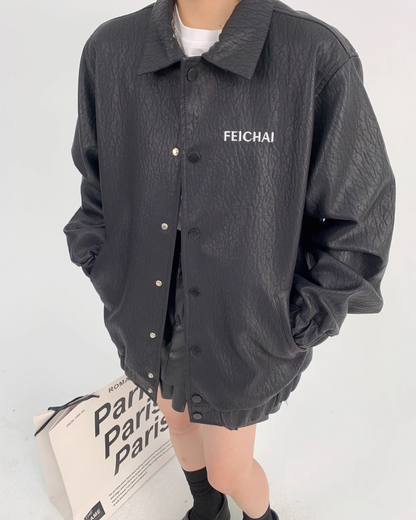 Back Design Faux Leather Blouson YLS0383