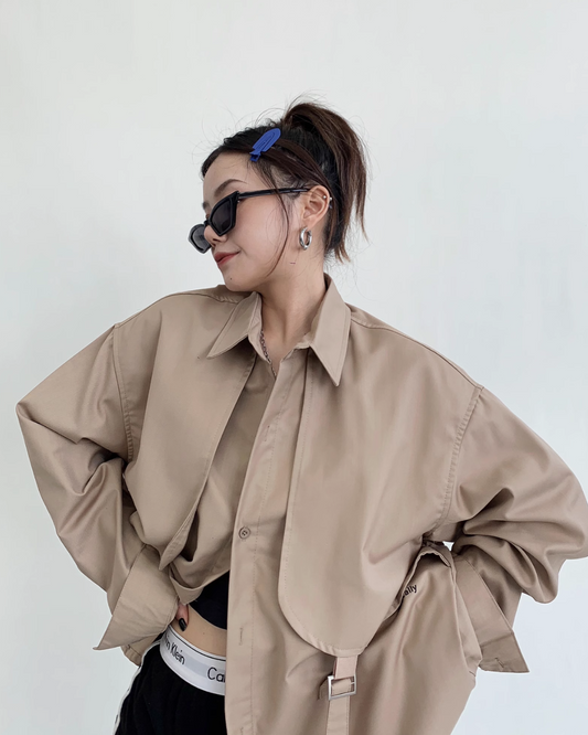 Casual Belt Long Sleeve Shirt YLS0414