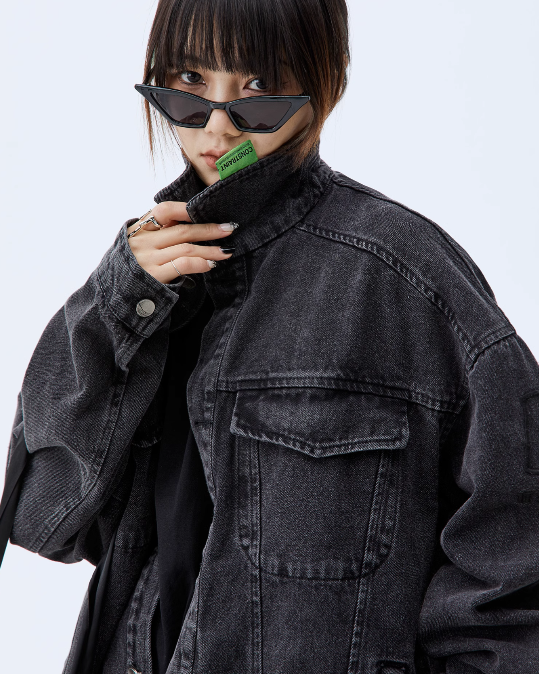 Back Embossed Logo Denim Jacket YLS0418