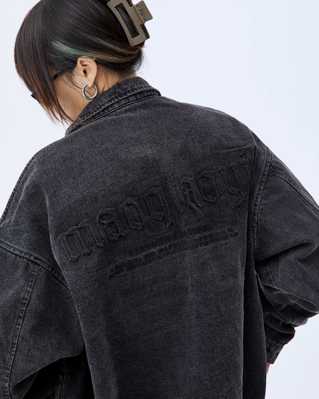 Back Embossed Logo Denim Jacket YLS0418