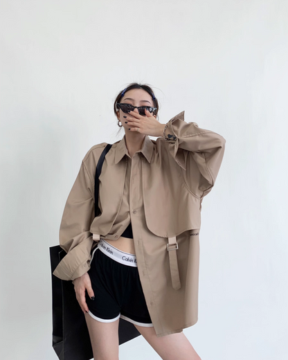 Casual Belt Long Sleeve Shirt YLS0414