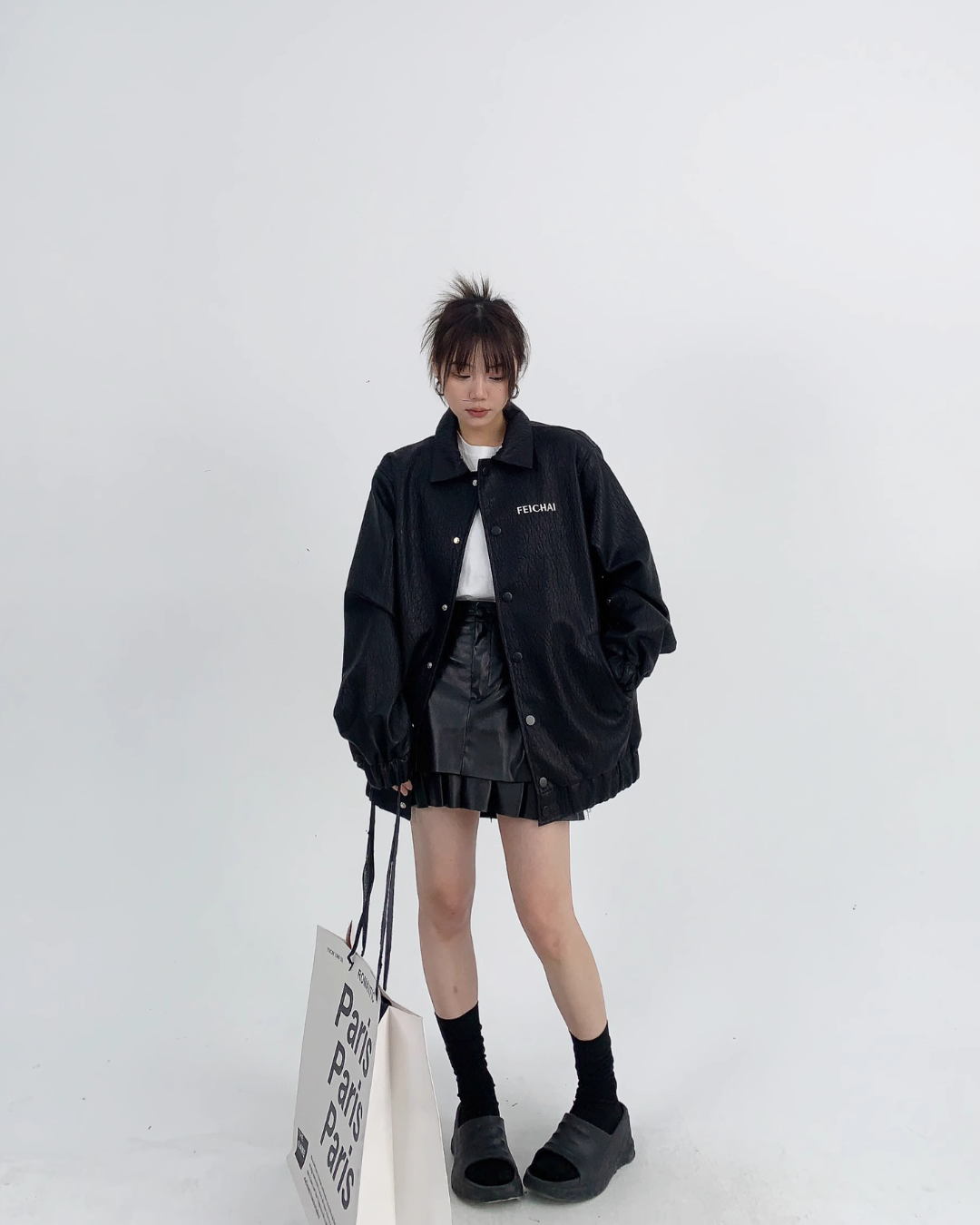 Back Design Faux Leather Blouson YLS0383