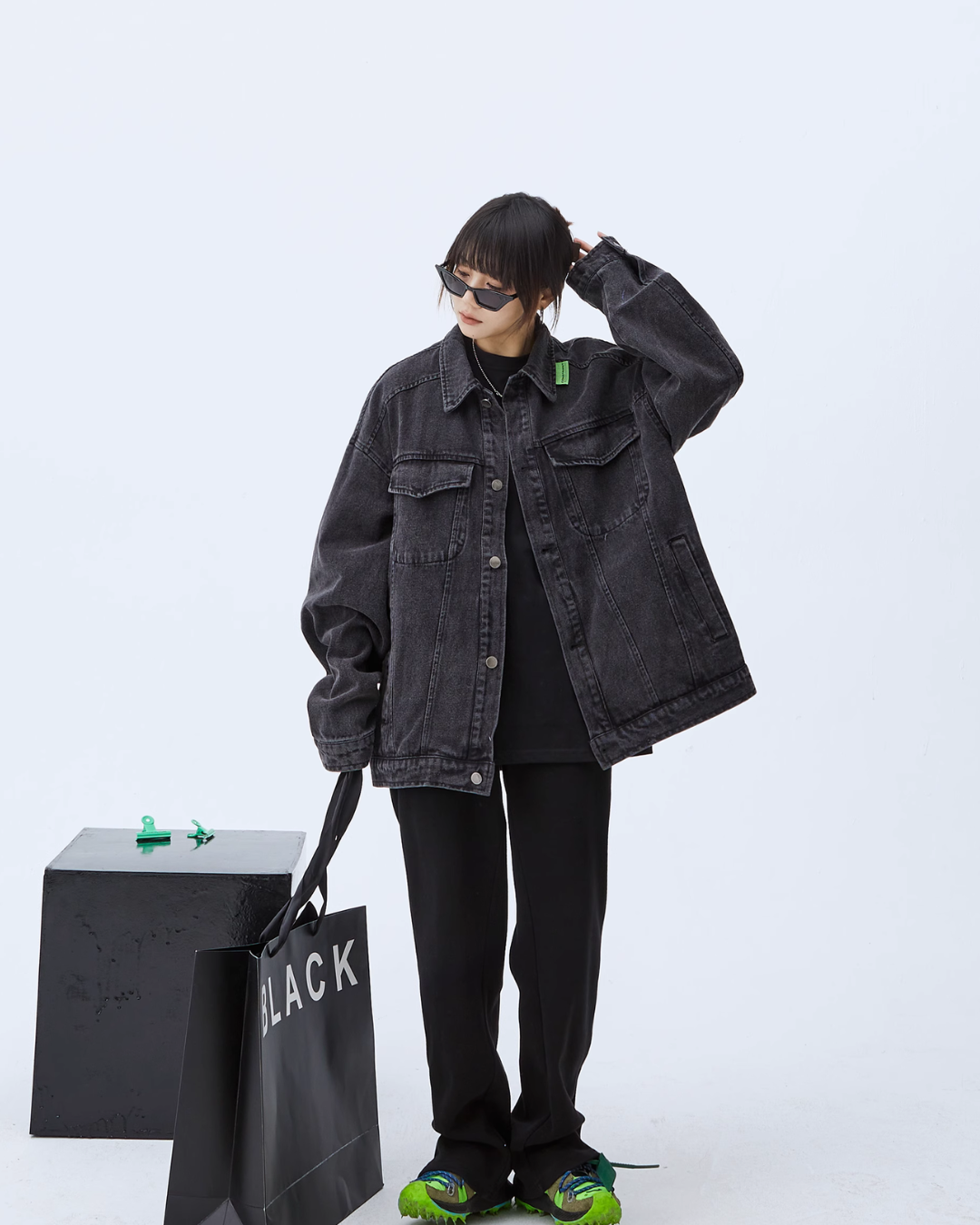 Back Embossed Logo Denim Jacket YLS0418
