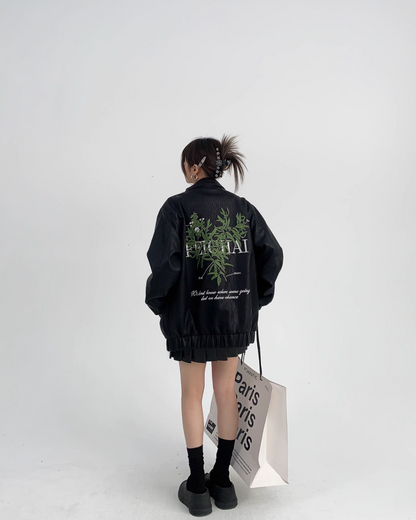 Back Design Faux Leather Blouson YLS0383